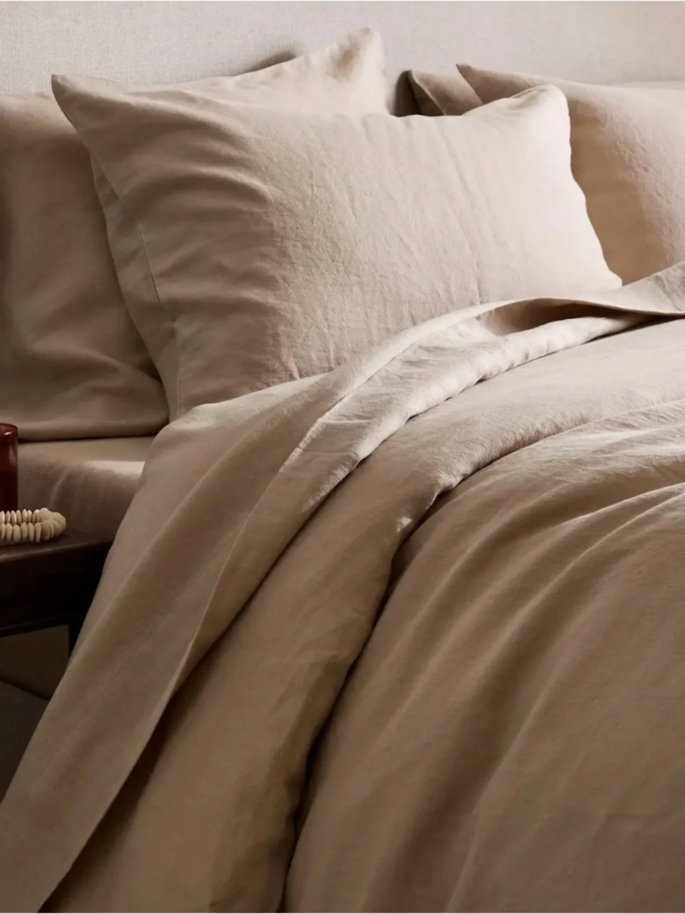 NWOT Quince European Linen 3 Piece Duvet Cover Set, Full/Queen (Toffee)